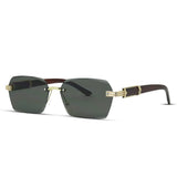 Vintage Rimless Rectangle Medium Men Women Sunglasses