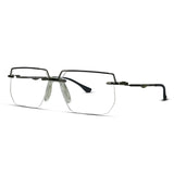 Hexagon Metal Rimless Eyeglasses – Sleek Geometry, Lightweight Style