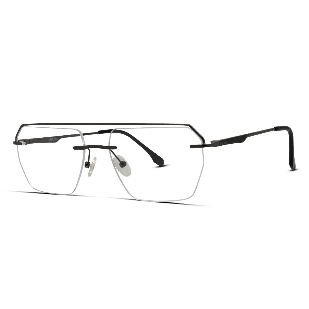 Men's Rimless Aviator Eyeglasses Sleek Minimalist Frame
