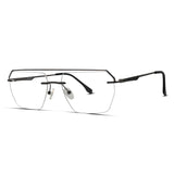 Men's Rimless Aviator Eyeglasses Sleek Minimalist Frame