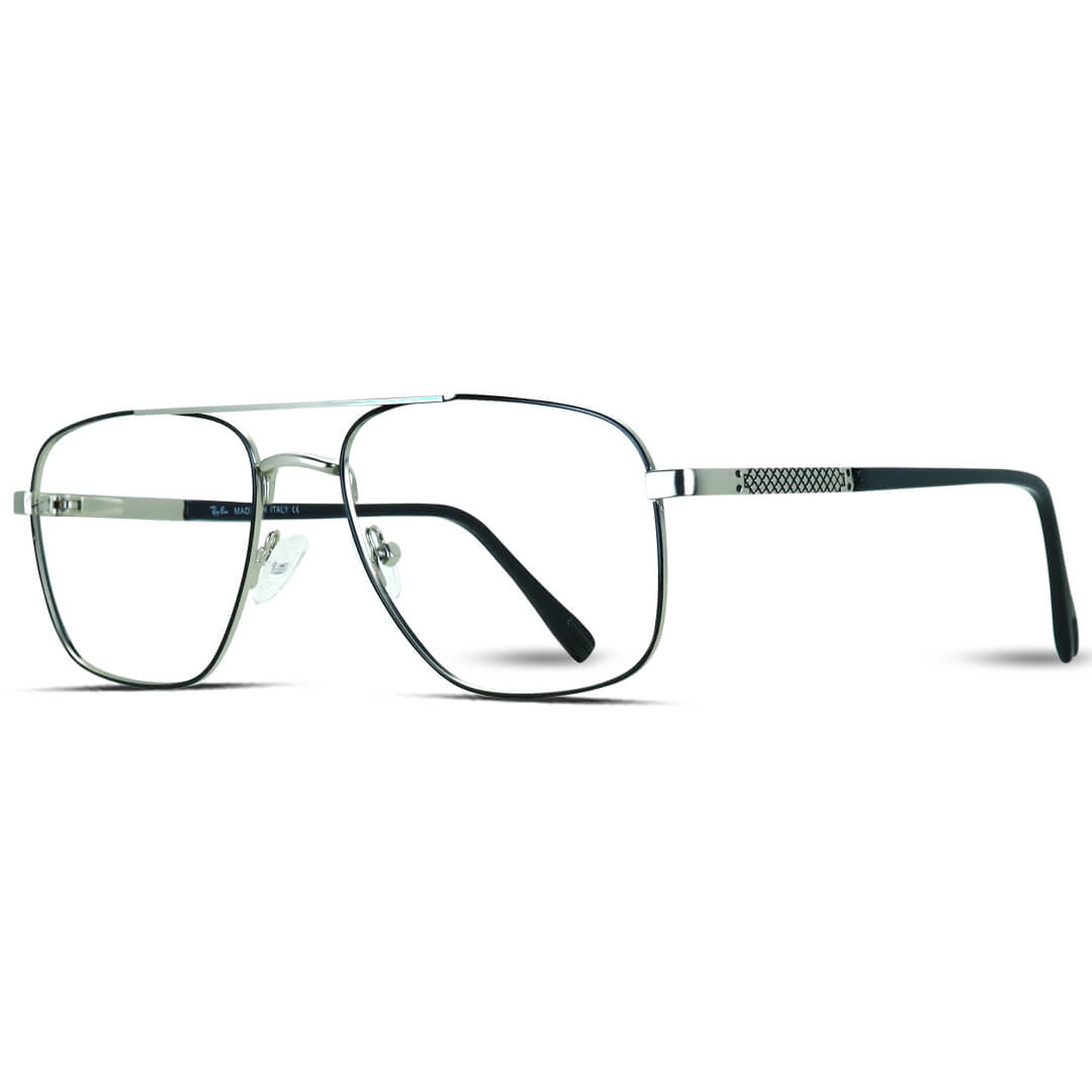 Metal Double Bridges Square Glasses Blue Light Eyewear