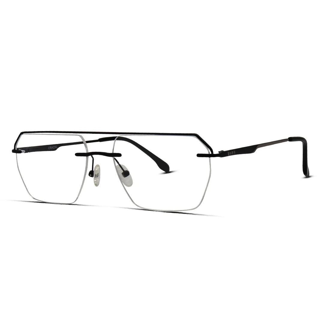 Men's Rimless Aviator Eyeglasses Sleek Minimalist Frame