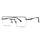 Men's Rimless Aviator Eyeglasses Sleek Minimalist Frame