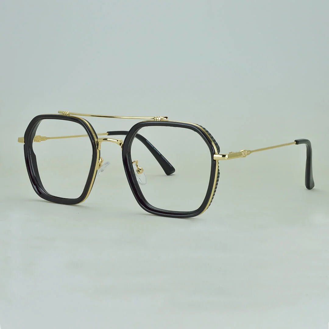 Square Eyeglasses Men Metal Double Bridge Eye Glasses Frame