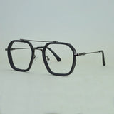 Square Eyeglasses Men Metal Double Bridge Eye Glasses Frame