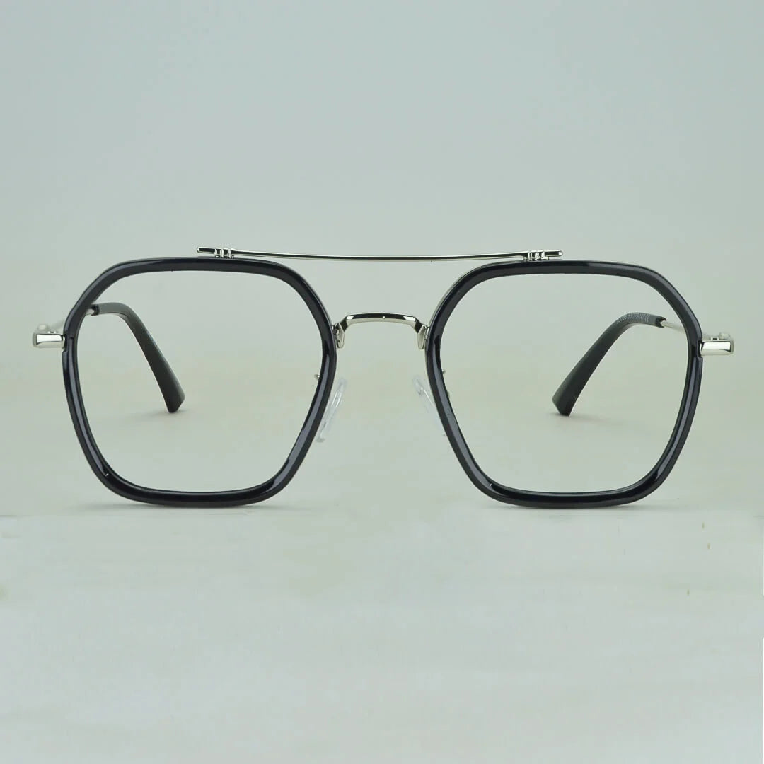 Square Eyeglasses Men Metal Double Bridge Eye Glasses Frame – OPTILOOK