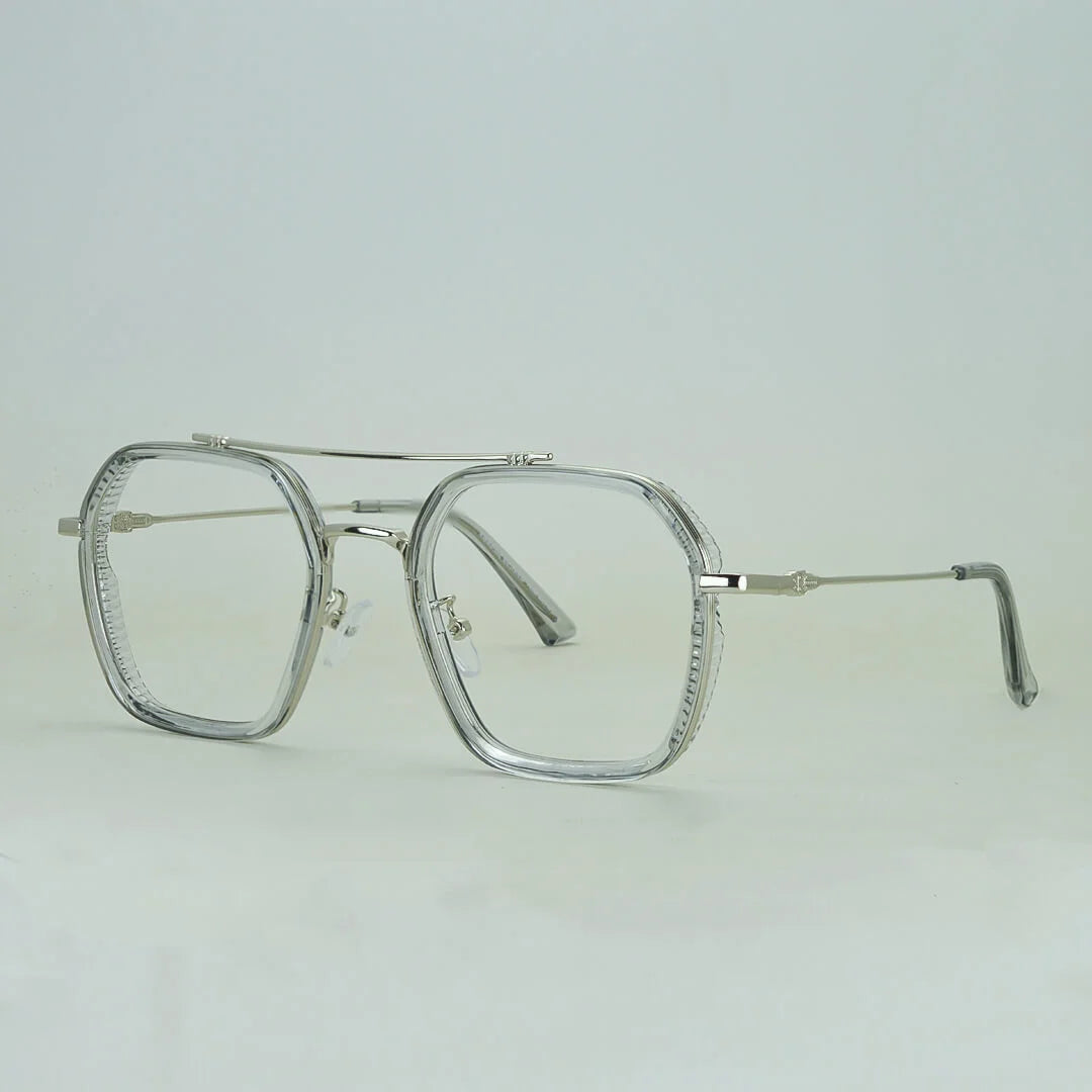 Square Eyeglasses Men Metal Double Bridge Eye Glasses Frame