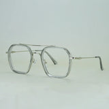 Square Eyeglasses Men Metal Double Bridge Eye Glasses Frame